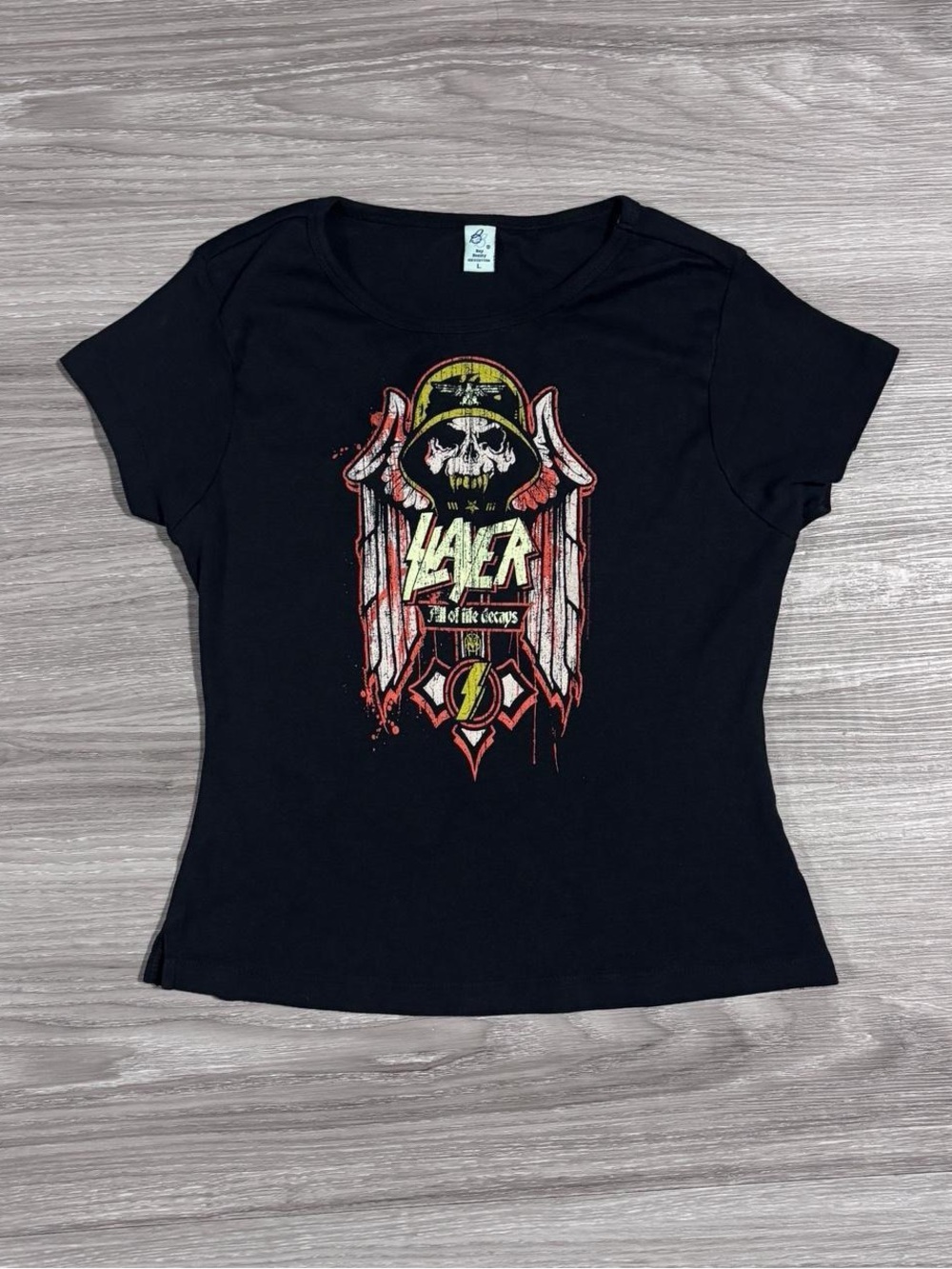 vintage y2k Slayer “All of Life Decays” fitted band tee
